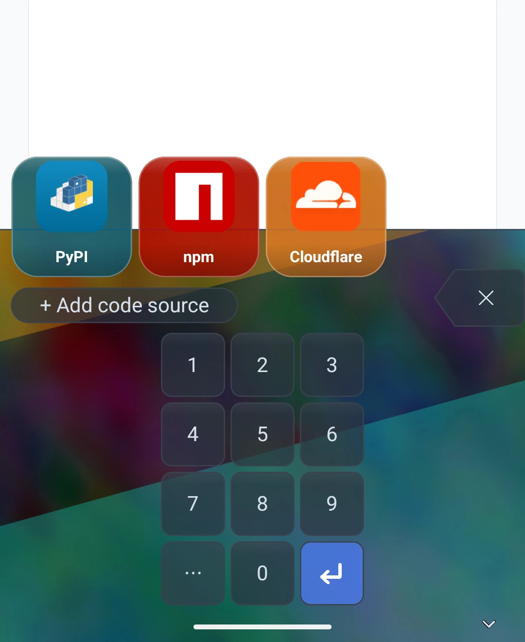 Tact OTP keypad and HUD over a custom keyboard background.